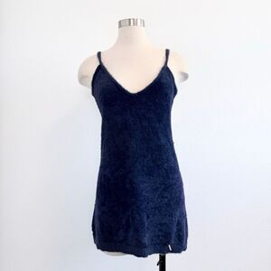 Savage X Fenty Navy Blue Fuzzy Fluff It Up Nightgown Lounge Slip Size Large